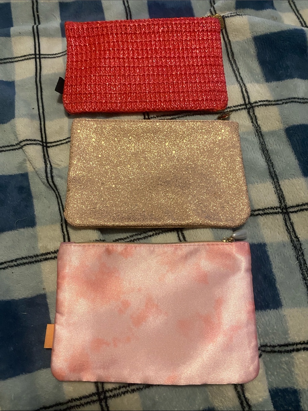 ipsy Pink, Rose and Coral Cosmetic Pouch Set of 3